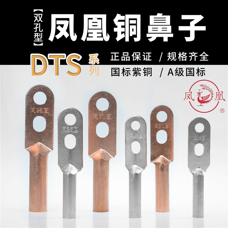 双孔铜鼻子 DT-16/25/35/50/70/95/150/185/240平方国标紫铜