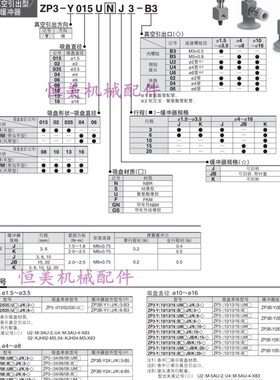 SMC真空吸盘ZP3-Y侧边进气ZP3-Y04/Y06/Y08BNK/BSK10-B5/04/06/U4