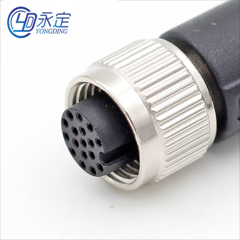 航空插头M12转接线17P芯孔型母头屏蔽A扣转USB接口IP67防水连接器图片