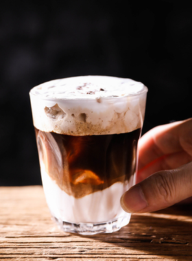 钢化玻璃咖啡杯flat fwhite澳白杯Dirty短笛单品透明耐热冰拿铁杯