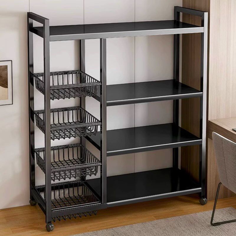 厨房置物架收纳架落地塑料多层厨房用品收纳筐整理架蔬菜篮子家用