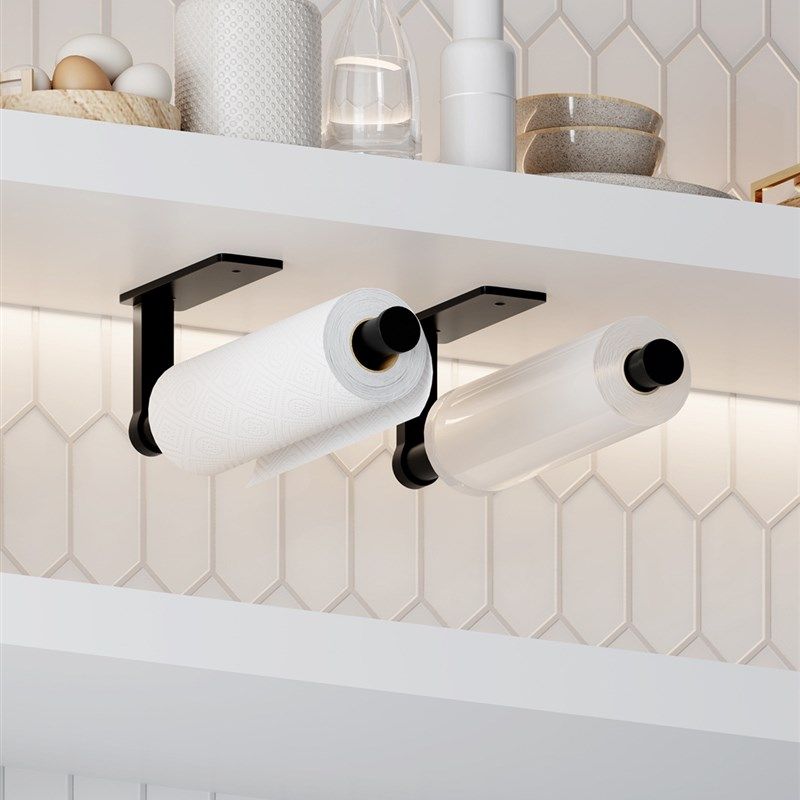 跨境太空铝厨房纸巾架洗碗抹布毛巾杆免打孔保鲜膜收纳厨柜卷纸架,收纳整理,纸巾盒,淘宝优惠券,粉丝福利购,淘宝优惠卷