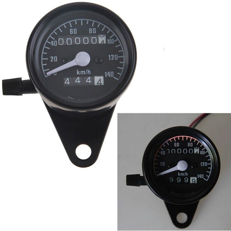 CG125全金属外壳黑色摩托车复古改装通用双计里程表仪表速度码表