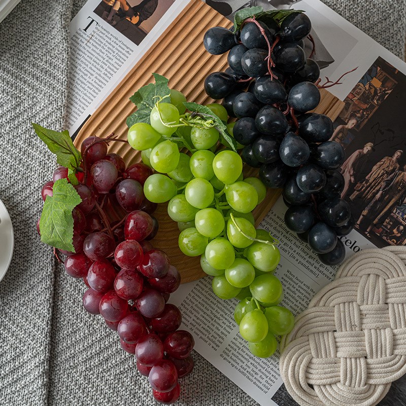 高仿真水果假葡萄串模型PVC软塑胶手感拍摄道具藤条吊顶装饰摆件