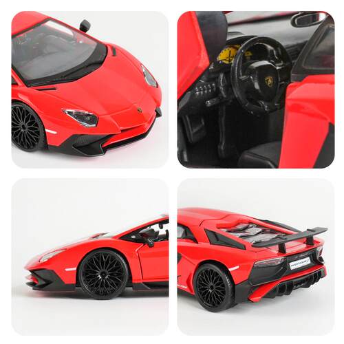 比美高原厂1:24 Lamborghini LP750-4跑车仿真合金汽车模型带底座