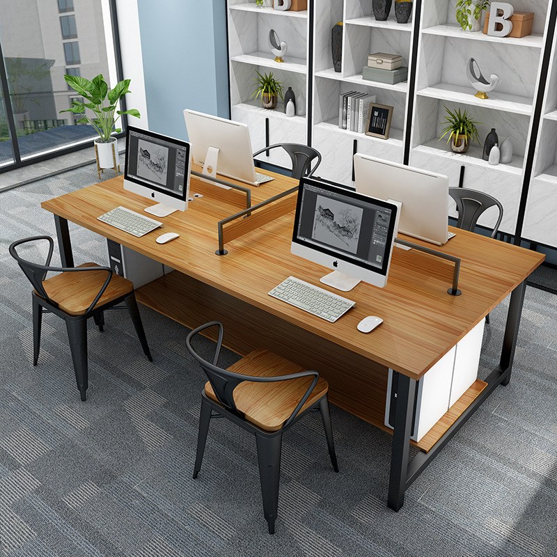 简约实木办公桌椅组合办公卡位46人位屏风工作位工作室办公室桌子