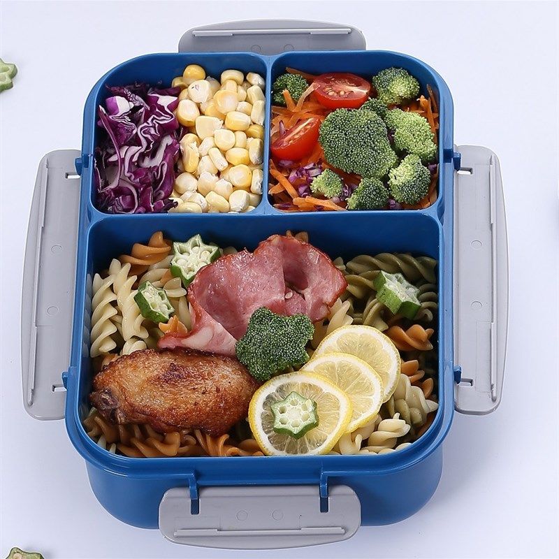 1800ml三格健身沙拉保鲜盒上班族饭盒午餐盒可微波炉加热便当盒,餐饮具,保鲜盒,淘宝优惠券,粉丝福利购,淘宝优惠卷