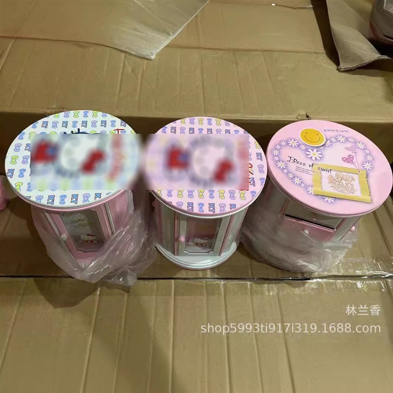 衣橱梳妆音乐盒 带两门3抽屉镜子收纳盒 上链八音女生首饰盒