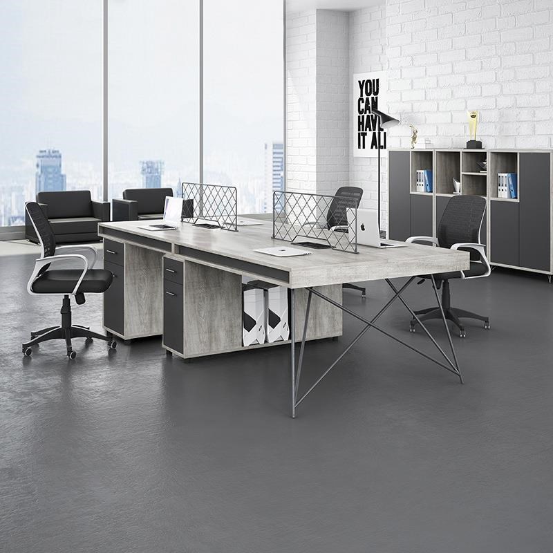 工业风办公家具职员办公桌现代简约屏风桌四人位组合创意员工桌椅