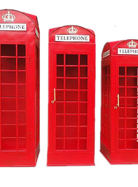 复古电话亭摆件铁艺模型创意欧式酒吧定门厅柜书店铺橱窗装饰品