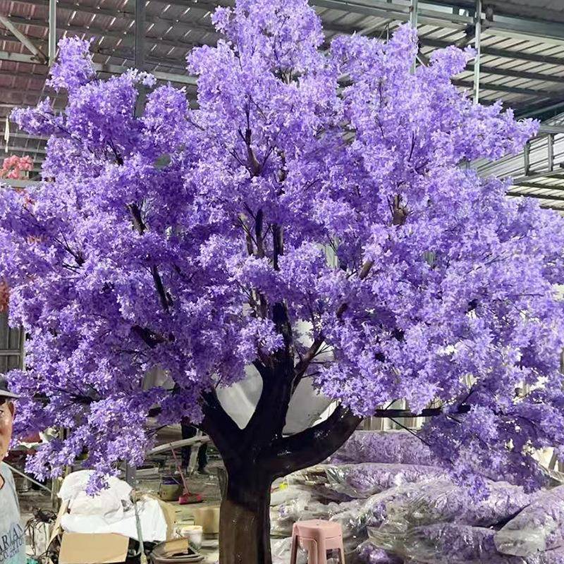 JC007仿真花紫花造景大丁型花室内装饰香客厅树橱窗紫色假树