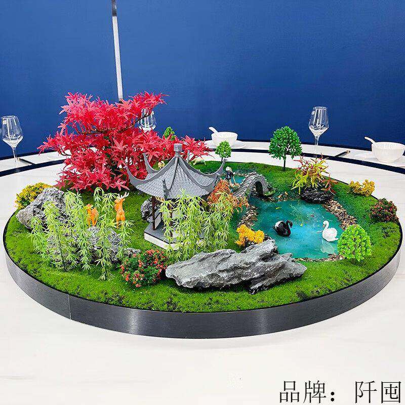 树颜景创新中摆式酒店圆桌中间盘景件餐厅餐桌中间摆花jj6hxSJ4意