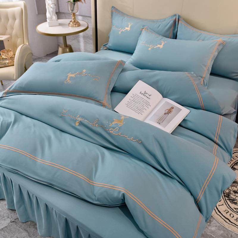 感罩家单用双人式韩风被被四季被套轻FHP奢床裙四件套款