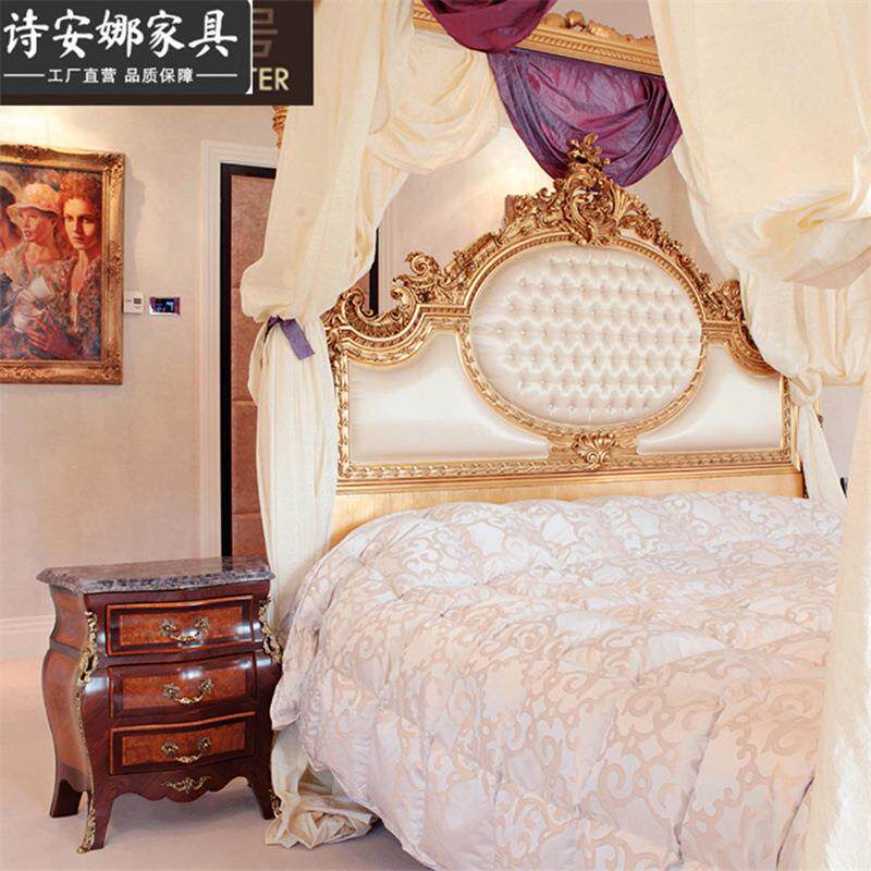 新典欧10816式别卧室具实木手工雕家花皮艺1古.8米主卧床双墅人奢