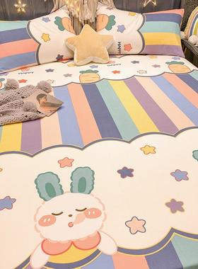 卡套通床单单件纯1.5米儿童宿舍被单人NPI1棉0女床笠枕2赵之0孙