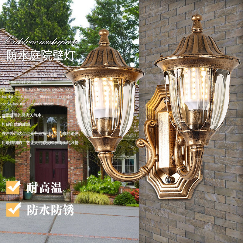 欧式复古户外防水双头壁灯