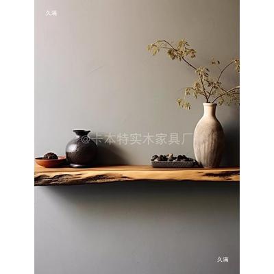 实木一不字板隔板书收架IDT家原用壁挂纳植物架木整块自然规则其
