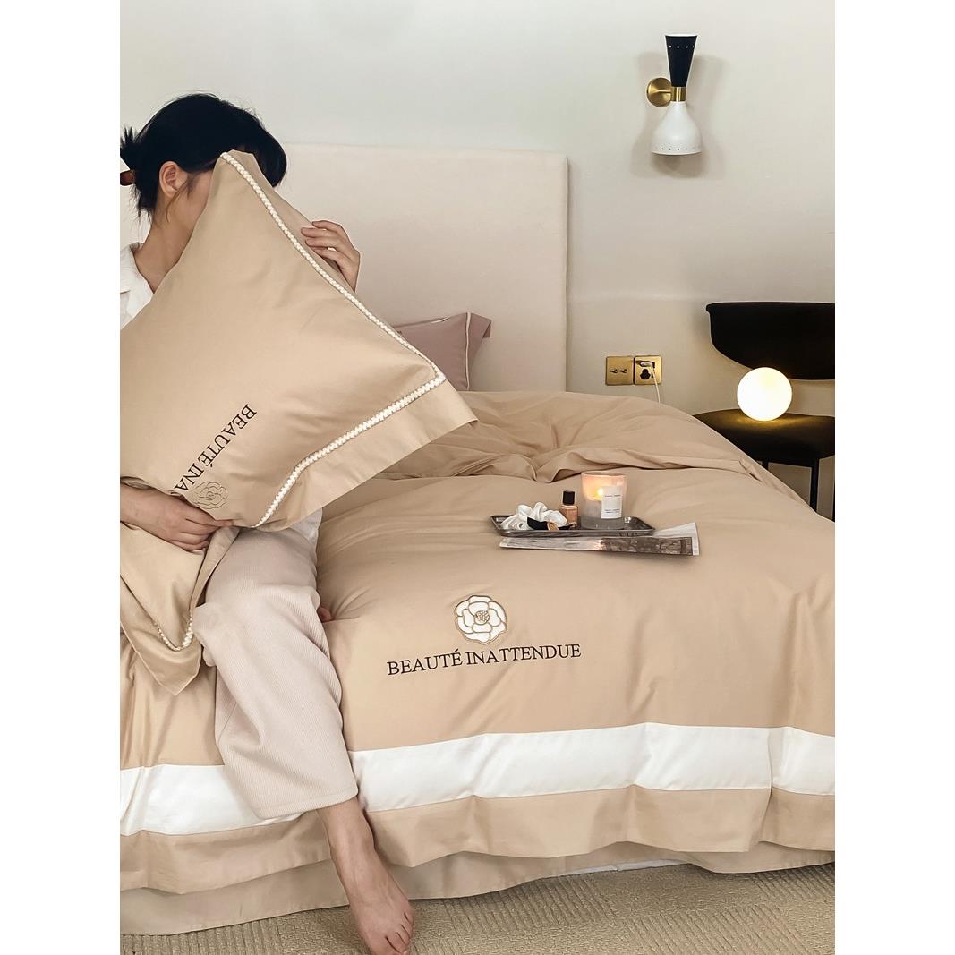 轻风全棉磨毛四奢件套厚保加暖100支长绒棉床上用品纯+Vsh棉床被