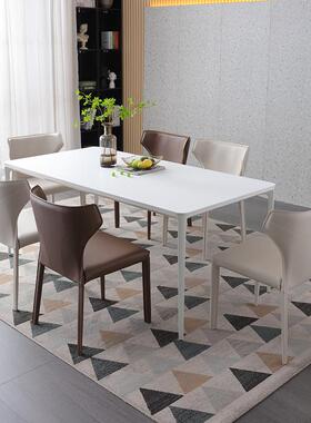 奶油风马皮餐椅轻奢现代简约意式桌餐椅书靠背凳网红桌AUI椅子鞍