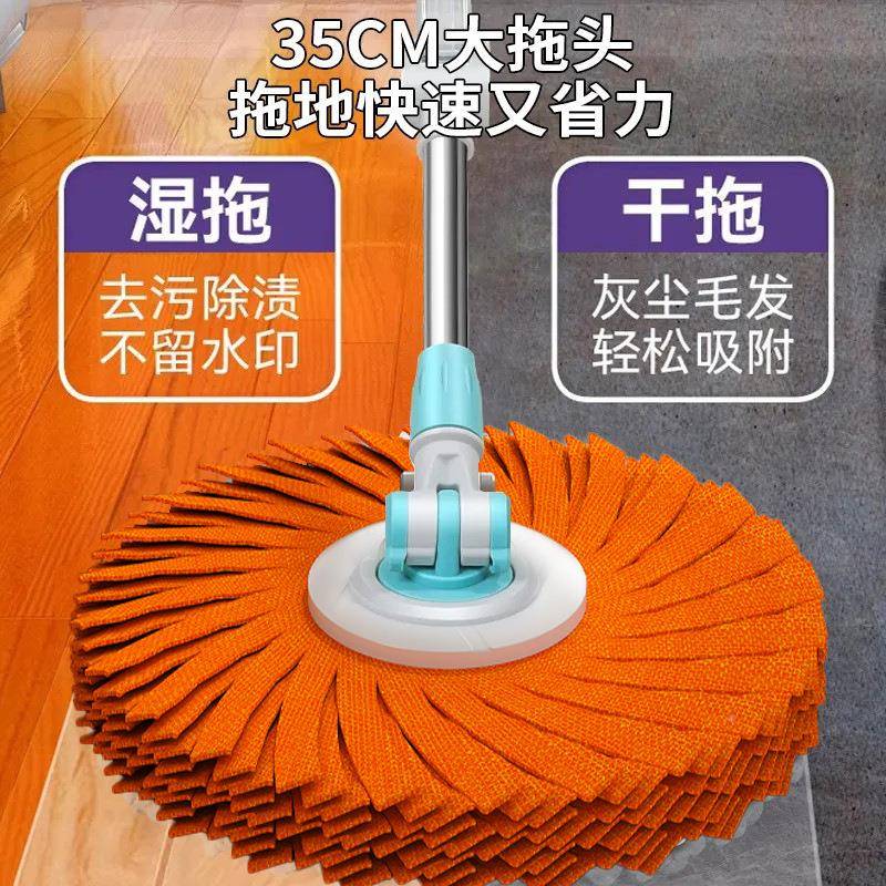 Q7旋转拖把干湿两布用一拖净免洗平拖布桶懒人手板甩水墩610纤维