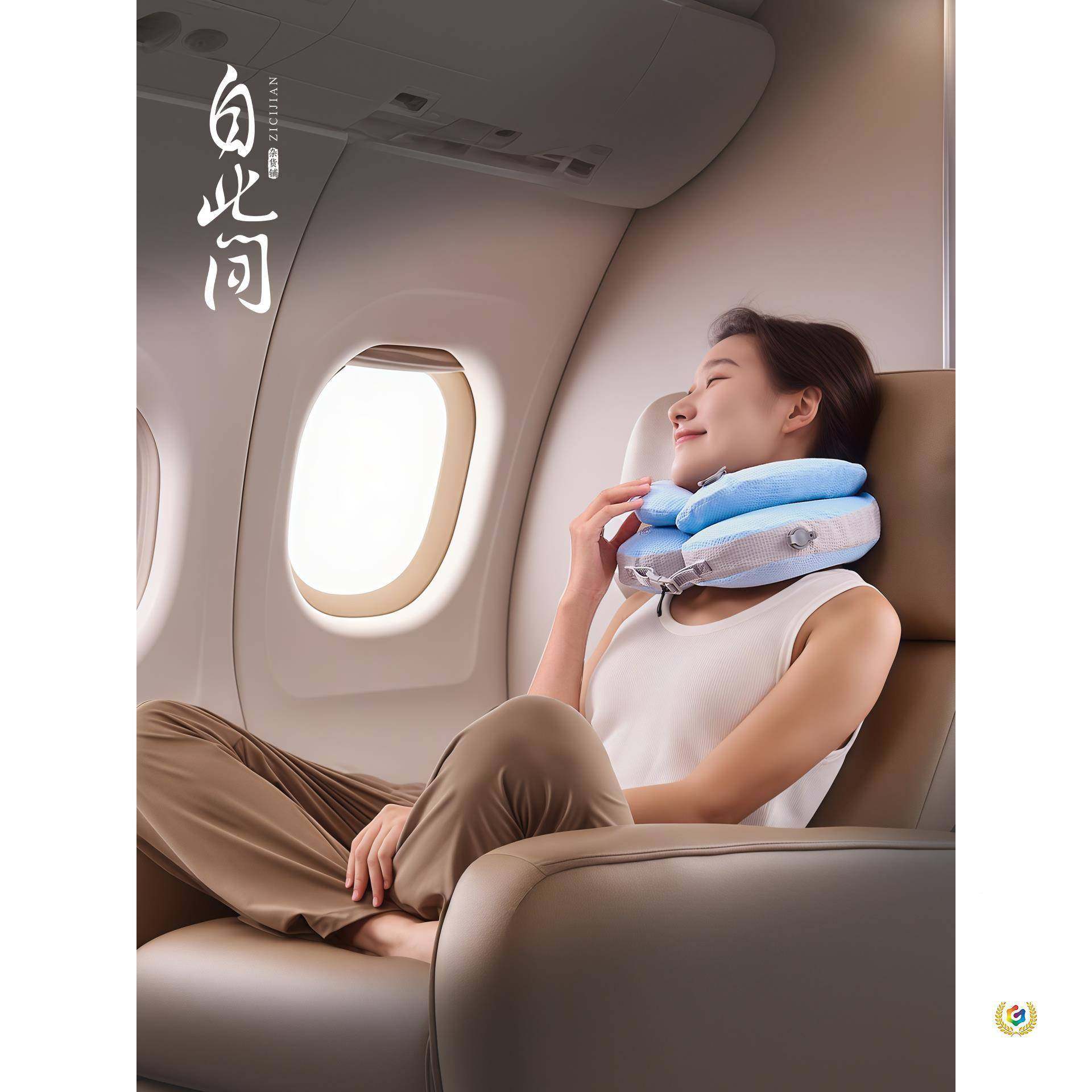 ?型层枕懒充可调节护飞机旅行汽U车充颈气便携脖Fh(x}^lb枕双U形