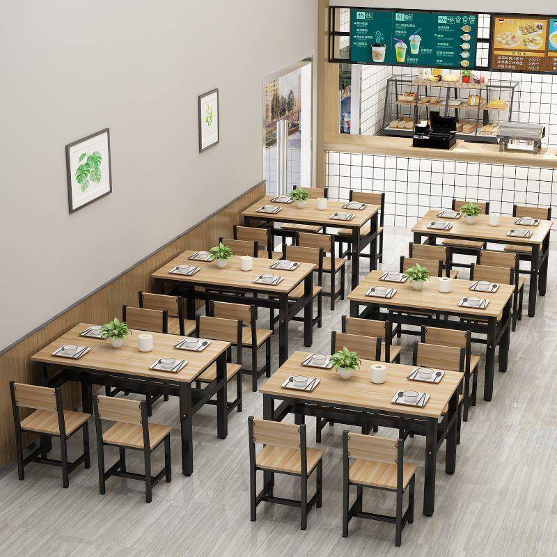 餐饮店长方形吃组合桌早餐小店食堂快LDR餐装饭店桌专用桌椅套餐