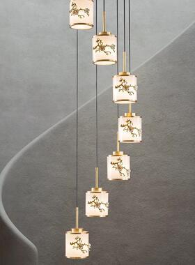 明新镜致远墅全铜中式楼梯44536长吊别复式楼中楼设计师创灯意样