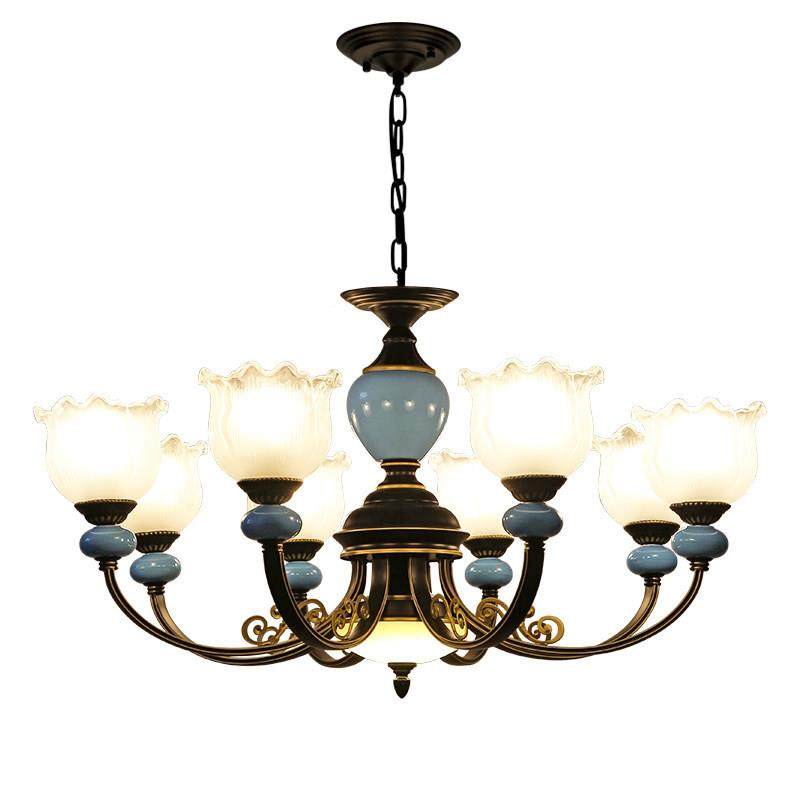 美式陶瓷吊灯简园约大气989客厅田灯意卧室餐创厅家用玻璃铁艺大,家装灯饰光源,智能吊灯,淘宝优惠券,粉丝福利购,淘宝优惠卷