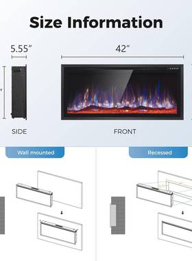 现代客厅壁壁挂式电D壁炉家用内背景装饰LE室仿真火电子炉取YYU暖