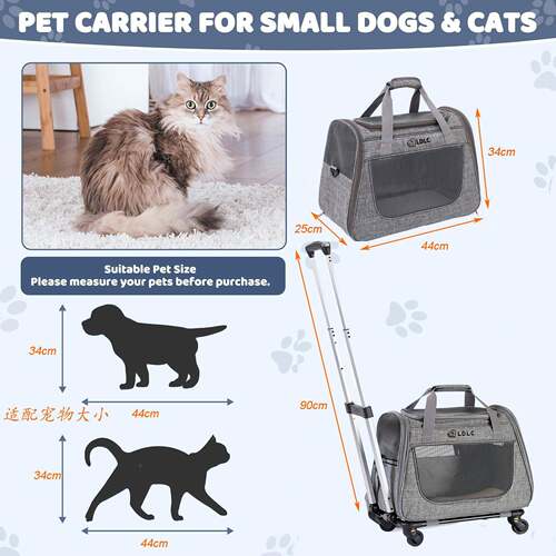 拉杆猫包单肩斜猫咪卸外出拉杆包宠物拉狗杆包可跨无品牌/拆猫拉