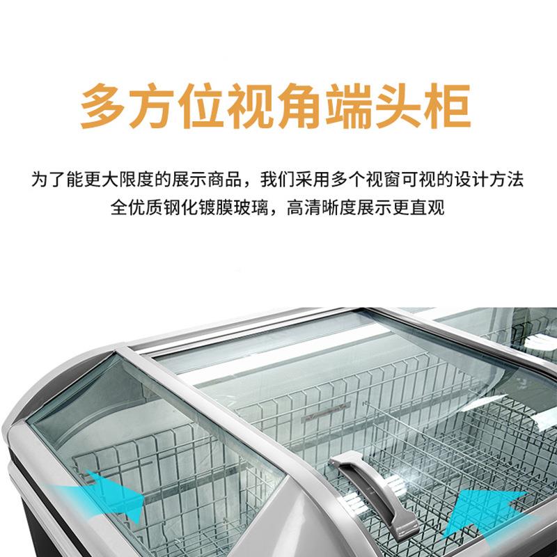 超市圆弧组岛柜合容大量商冰箱卧式玻璃门冷冻展示柜冷藏保95鲜柜