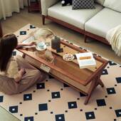 法式 复古茶几璃实木藤编两客代厅家用餐桌用玻长XTM方形简约现小