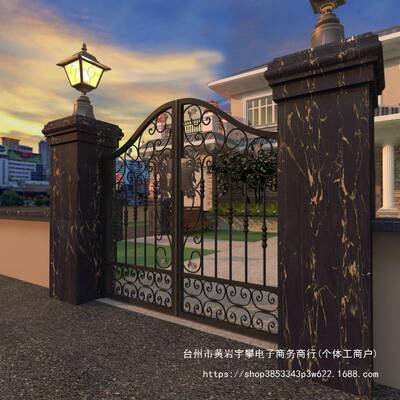 铁园艺大门欧花别墅门庭院门乡村对门入式户单双开走开廊过ULE道