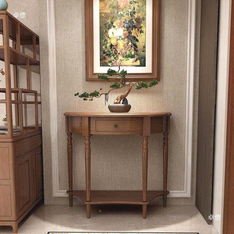 靠墙半圆柜大户型美GPV轻奢玄靠墙门实木田园走式廊墙关边进半圆