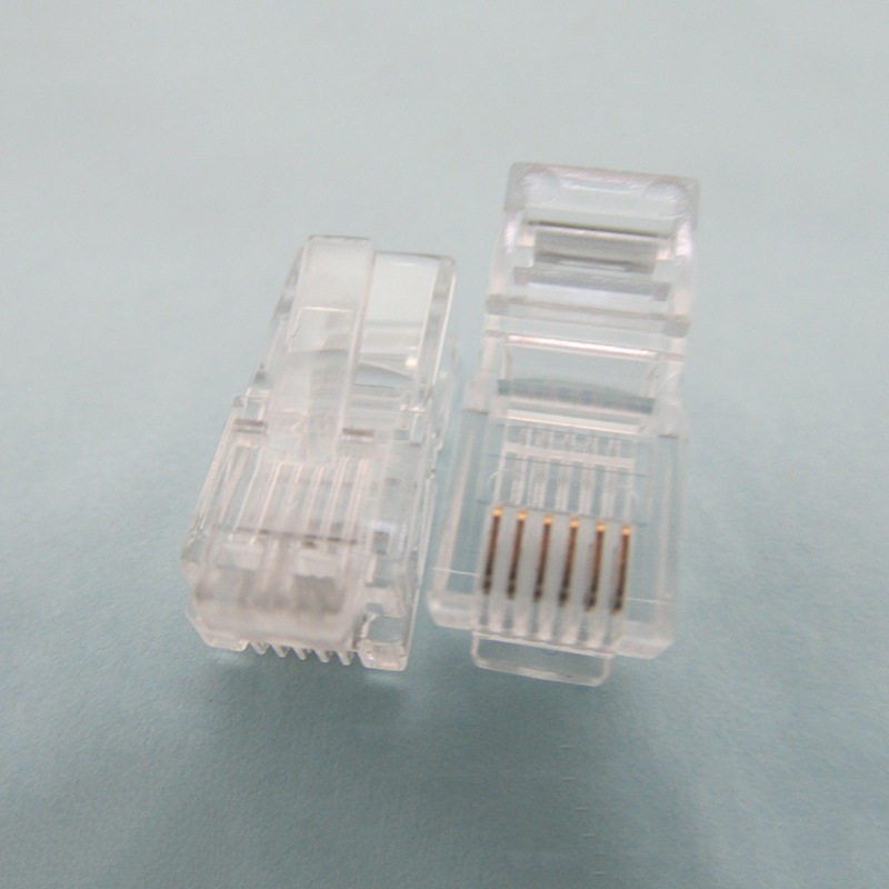 RJ11非屏蔽6P6C加长型电话语话筒RJ09水晶头ADSL固话座机线水晶头