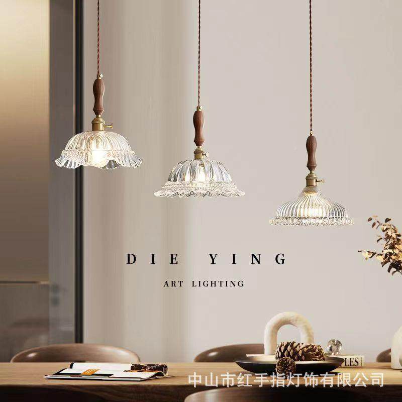 式餐餐三159头吊法灯日式创意网红吧台饭厅桌胡桃木厅玻璃混搭吊