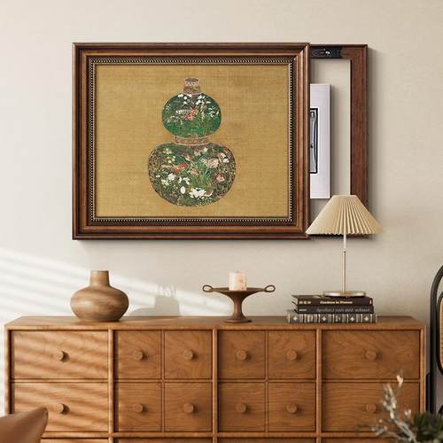 法式中国风客厅花电箱装饰画al202502中鸟古盒风走廊玄关电源表复