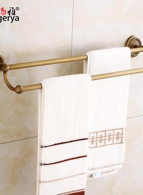 件物欧式全铜毛巾架套装置架卫生间浴室仿浴古XTO挂复古巾架免打