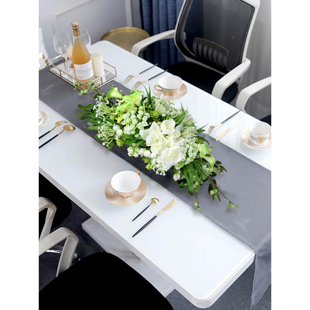 前电视柜长桌装HYZ饰花仿真餐花摆件台会议桌花假客厅桌冰箱顶上