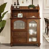美式 实木边餐柜小酒DFO柜茶水柜多能家用复古功小尺寸边储物收柜