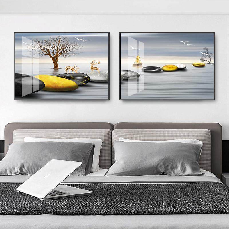 卧室床头装NOL饰画代壁简约轻温馨现宾馆房间背景画奢画两联主卧