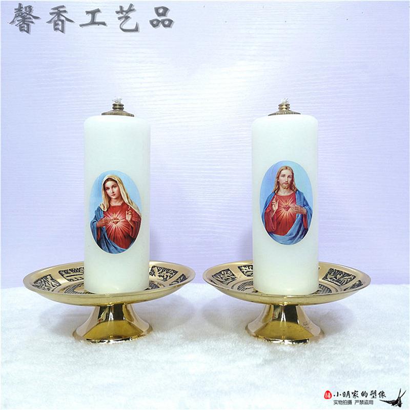 光酥油台灯祭灯铜一对烛EKR台望油蜡台主装饰客厅摆件