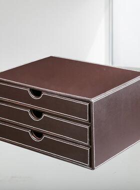 商务办公文件三皮革纳收柜柜A4纸张抽A008屉高档办公层室创意档案