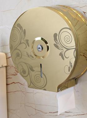 不锈钢大纸盒酒店卫生间卷纸巾架厕免81123打孔防大水盘纸盒壁挂