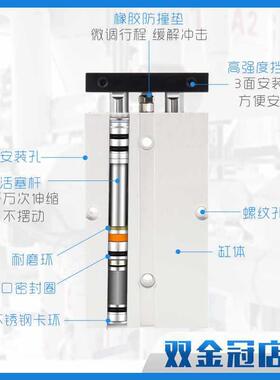 杆双轴气缸TD2A/T双N0*10X20/25//30/40/50/6070NIG/75/80/100/12
