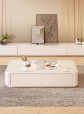 代IUD客简约奶油风板茶几电视岩柜组合厅家用小户型现新款落地电