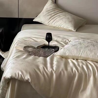 轻奢ali-5875小睡贵妇1绒0支全棉贡缎长棉大提花四0件套a类纯棉裸