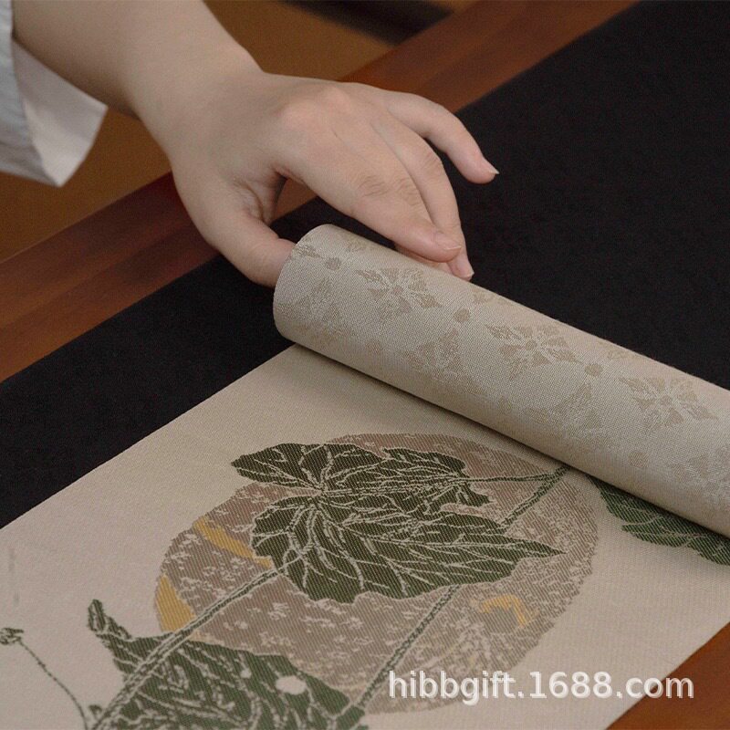知舍中式长条茶席棉麻双面