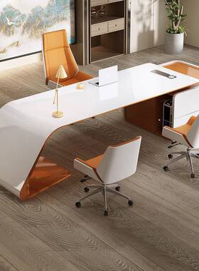 烤漆老桌轻奢总裁桌MI-56525电脑办公桌简约现板代班台桌大桌椅极