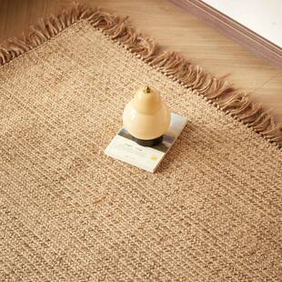 4边苏手工织黄麻地毯简GHY约房客厅亚麻无胶地垫家用卧流室编书床